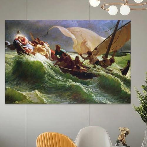 Christ endormi dans son bateau Jules Meynier : impression sur toile - 5