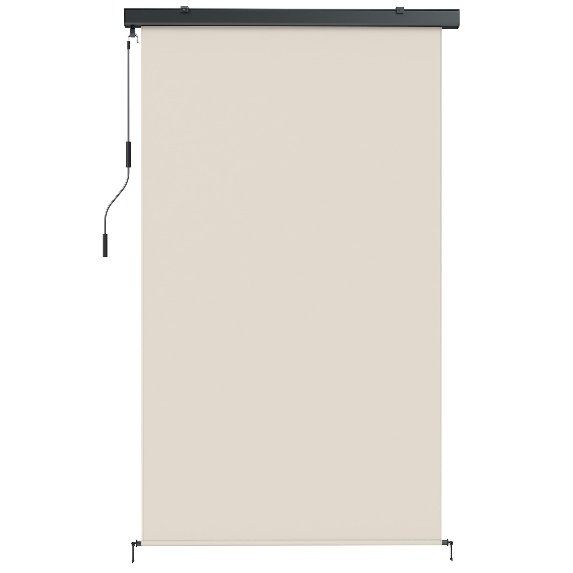 Outsunny Tenda a Rullo Avvolgibile da Esterno Anti-UV con Cassetta in Alluminio e Manovella, Tenda da Sole in Poliestere, 250x160 cm, Bianco Crema
