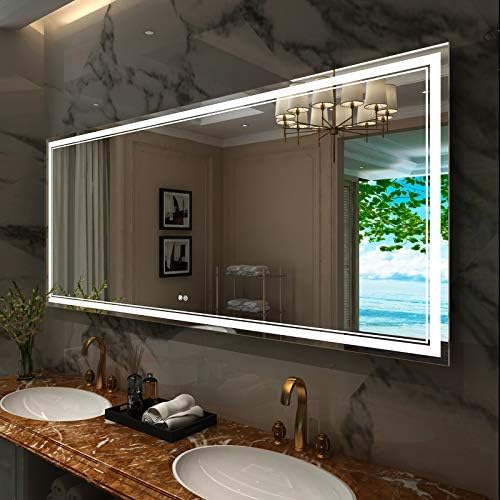 OKPAL 72 Inch Mirror with Lights for Bathroom, 72x32 Sturdiness Wall Mirror with Anti-Fog, Touch Screen Dimmable, Memory Function Suitable for Wide Applications