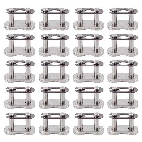 20pcs 420 Chain Master Link Connector Kit, Fits 50cc 70cc 90cc 110cc 125cc Pit Dirt Bike & ATV, Steel Alloy Motorbike Chain Connector