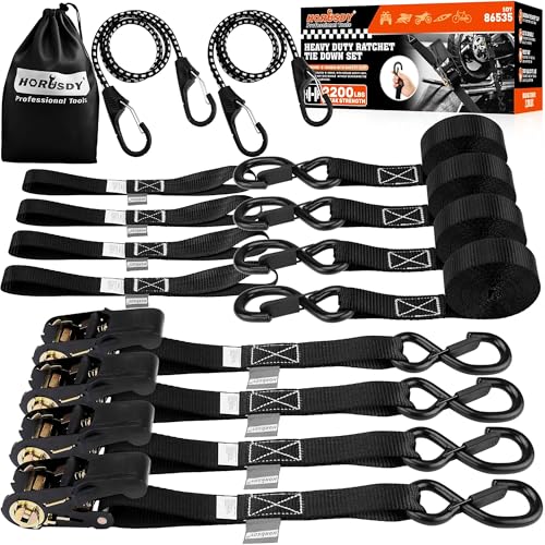 HORUSDY Heavy Duty Ratchet Straps (4 Pack)