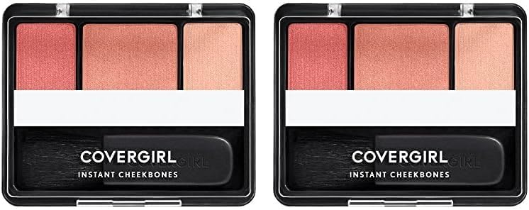 COVERGIRL Instant Cheekbones Contouring Blush Palette - Peach Perfection, Lightweight, Blendable, Natural Radiance, Sweeps on Evenly (Pack of 2)
