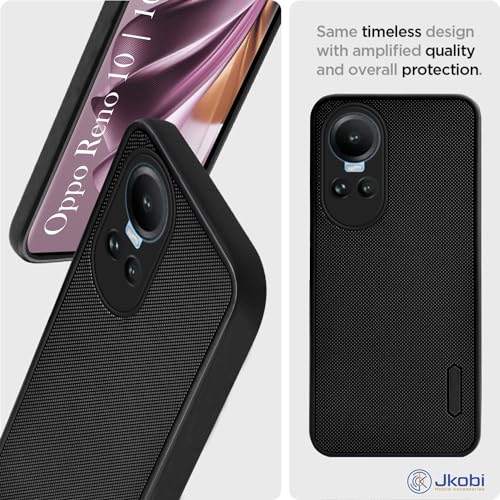 Image of Jkobi Back Cover Case for Oppo Reno10 | Reno 10 Pro 5G (Textured Grip Design | Camera Protection | Slim and Light Weight | Soft Touch and Feel | Black)