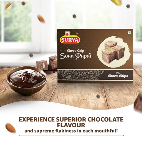 Image of HF, Surya Choco Chip Soan Papdi- 400g | Soft & Flaky, Nutty Garnish Mithai