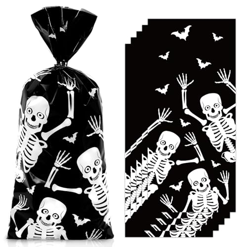 JarThenaAMCS 100Pcs Halloween Cellophane Bags with...