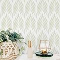 Aniboo Sage Green Peel and Stick Wallpaper Boho Green Contact Paper Self Adhesive Neutral Removable Wallpaper for Bedroom Bathroom Waterproof Modern Leaf Contact Paper Farmhouse White 78.7inL17.3inW