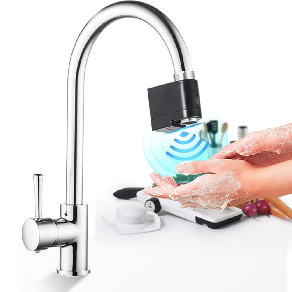Aeratore per rubinetto da cucina a infrarossi, sensore di risparmio idrico, per la casa, grigio, controllo automatico del flusso, ecologico, ideale per uso in cucina