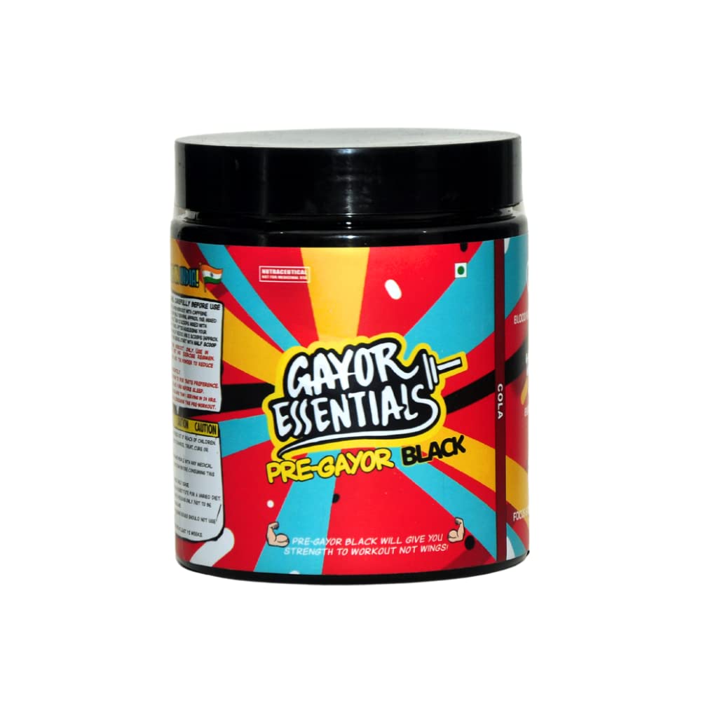 Gayor Essentials Pre Gayor Black Advanced Pre Workout 8g Citrulline Malate Formula with L Theanine Massive Pump Smooth Energy Focus And Concentration No Creatine Formula No EAA or BCAA 3rd Party Lab Tested 286g/26scoops (Lemon)