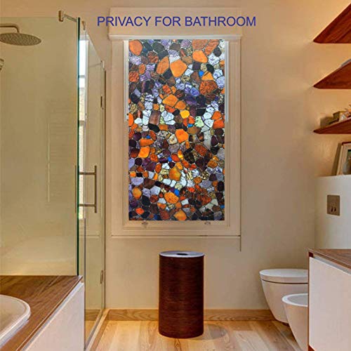 Image of ELTON Vinyl Self Adhesive Decorative Heat Control Anti UV 3D Privacy Film for Bathroom Door Window (Multicolour, 2 x 50 feet)