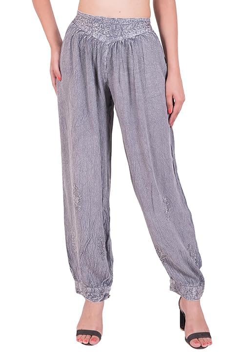 LUJOSO Harem Pants for Women | Stylish Afghani Salwar | Women's Rayon Fabric Pants Loose Fit for Yoga & Dancing | Waist Size 22 to 42 Inches, Free Size 3