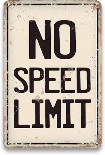 SMAZDFXX Boys No Speed Limit Sign Funny Metal Signs Garage Decor For Men Vintage Street Signs For Bedroom Man Cave Wall Art Decor 5.5"x8"