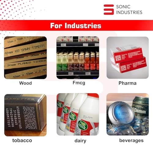 Image of SONIC INDUSTRIES Handheld Inkjet Coding Printer - Portable Batch, MRP, Expiry Date & QR Code Printing Machine with Fast-Dry Ink | Industrial Marking Gun with Aluminium Carry Case