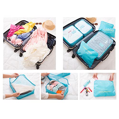 Image of Rojeam 6 Set Packing Cubes Multi-Functional Travel Storage Bags Clothing Sorting Packages