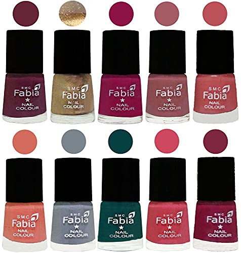 Image of ALL IN ONE (PACK OF 10), Long Lasting Glossy Nail Polish, 6 ml Each, All Vibrant Colours,01888