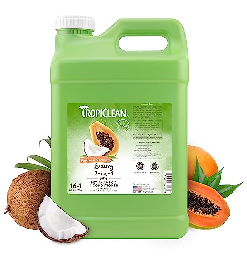 Tropiclean 2-In-1 Papaya & Coconut Dog Shampoo And Conditioner | Natural Pet Shampoo Derived From Natural Ingredients | Cat Friendly | Made In The Usa | 2.5 Gallon #TOP4