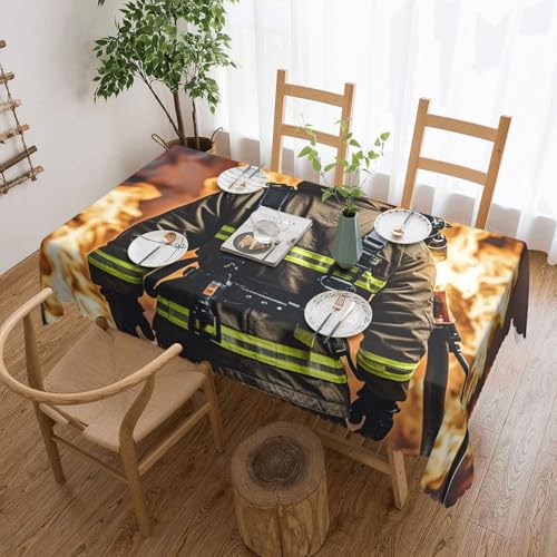 PAQOLSMCKR Mantel rectangular de 137 x 182 cm, mantel de bombero, impermeable, a prueba de derrames, sin arrugas, mantel decorativo para cocina, camping