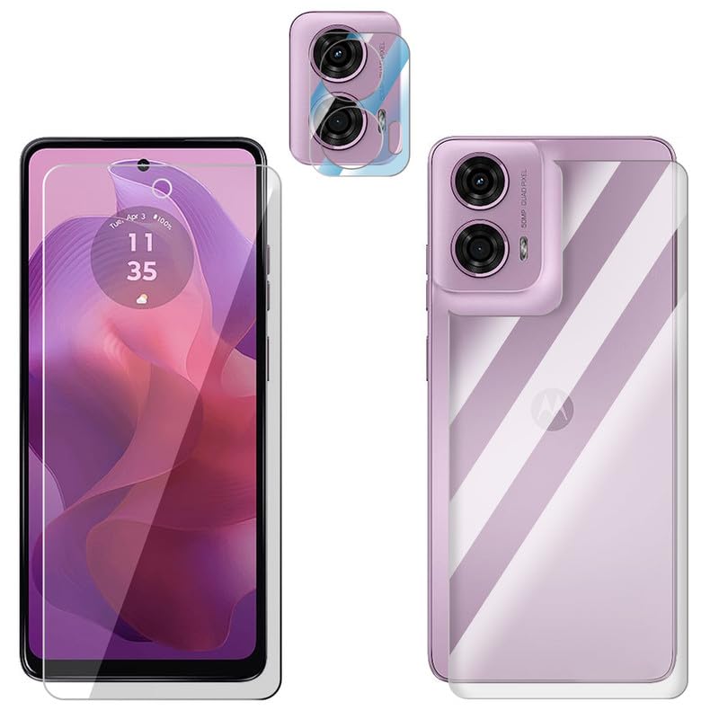 Image of FCS Front + Back + Camera (Glossy) for Motorola Moto G24 Power | TPU Glossy Finish Flexible Film Self Healing Screen Protector | Screen Guard