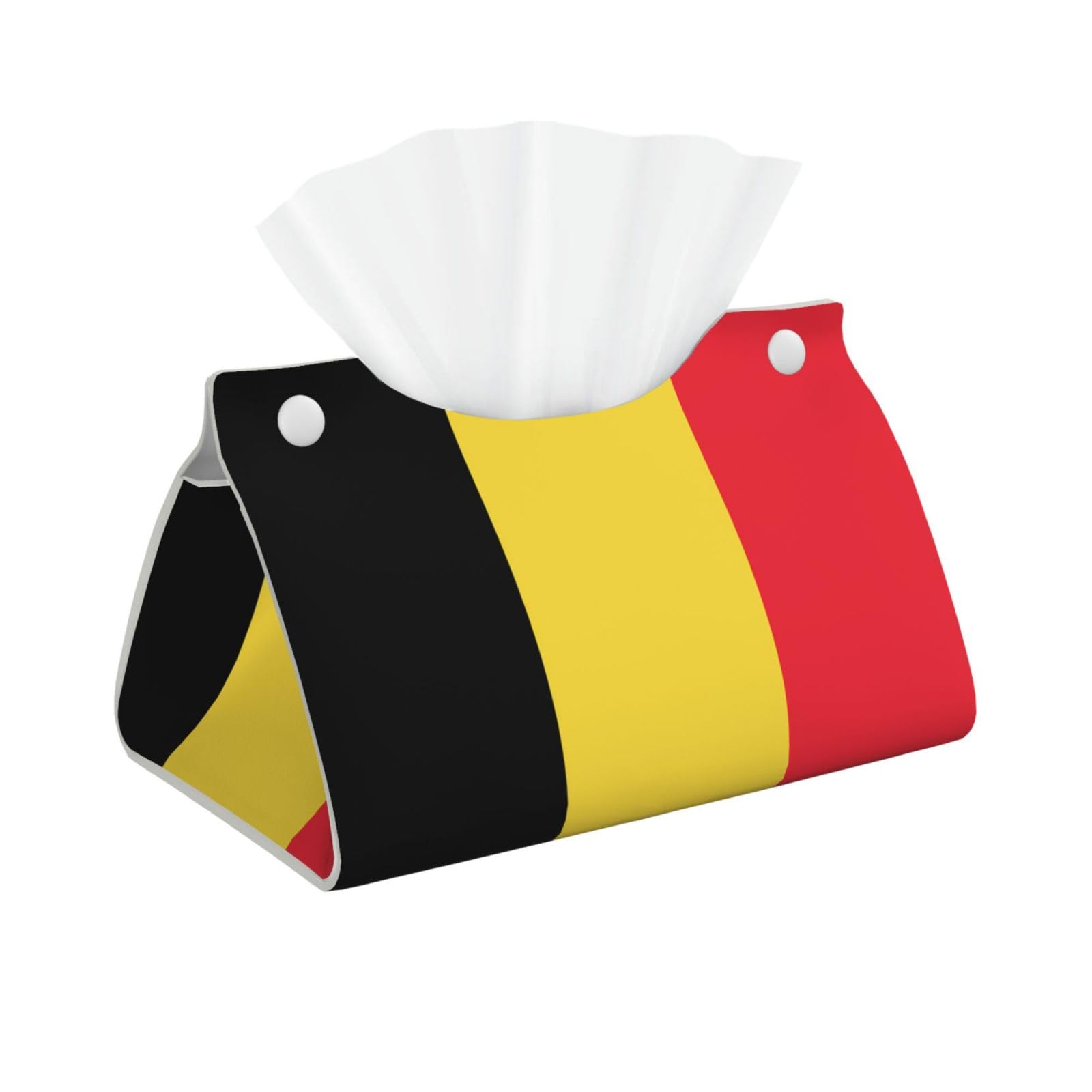 Flag of Belgium Rectangular Leather Tissue Box Cover, Folding Facial Tissue Holder Dispenser for Car