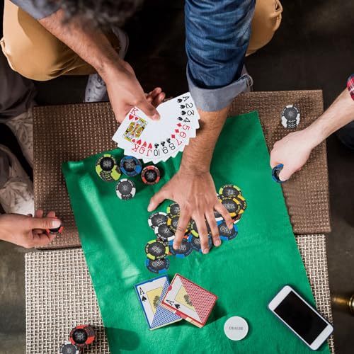 DREAMADE Aluminium Pokerkoffer mit 500 nummerierten Laser Poker Chips/ 2 Pokerkarten Set/ 5 Würfel/ 3 Dealer-Buttons, Pokerspiel, Poker Komplett Set Pokerset Profi Texas Hold'em (500 Chips) – Bild 8