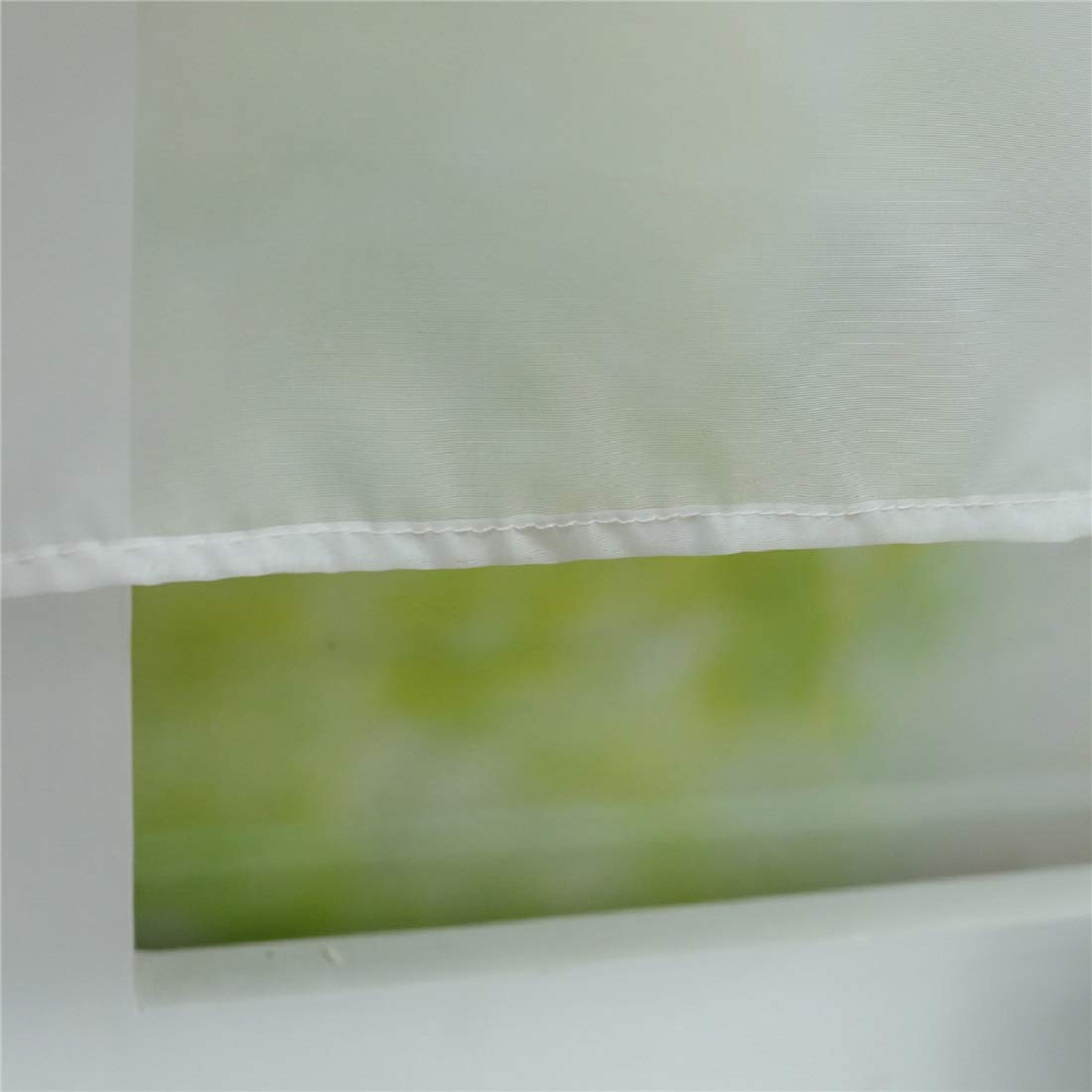 ESLIR Tenda a pacchetto senza foratura, con ganci a U, in voile, trasparente, moderna, 1 pezzo, bianco, 45 x 150 cm (larghezza x altezza)