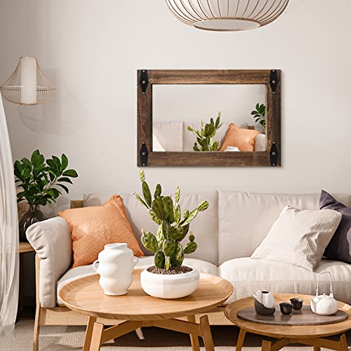 Miroir rectangulaire pour chambre à coucher rustique et miroir mural en bois - 7