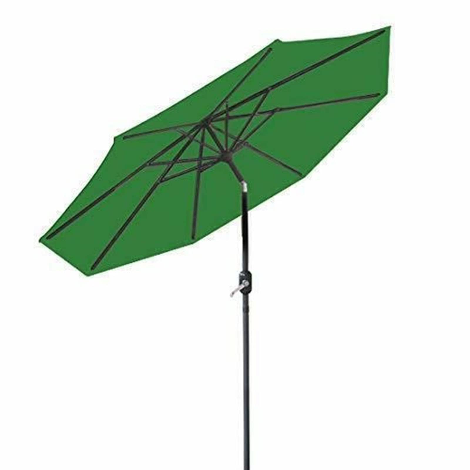 WDSOPK Round Garden Parasol Outdoor Sun Shade with Tilt Crank Green 2.7M Patio Umbrella