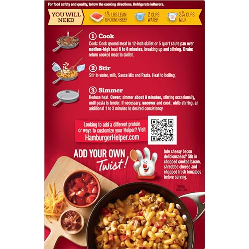Image of Hamburger Helper Cheeseburger Macaroni Value Size Pasta Meal (10.6 oz - 6 Pack) No Artificial Flavors, Ready in 3 Easy Steps, Quick Meals for Midweek Dinners, Busy Evenings & Families On-the-Go