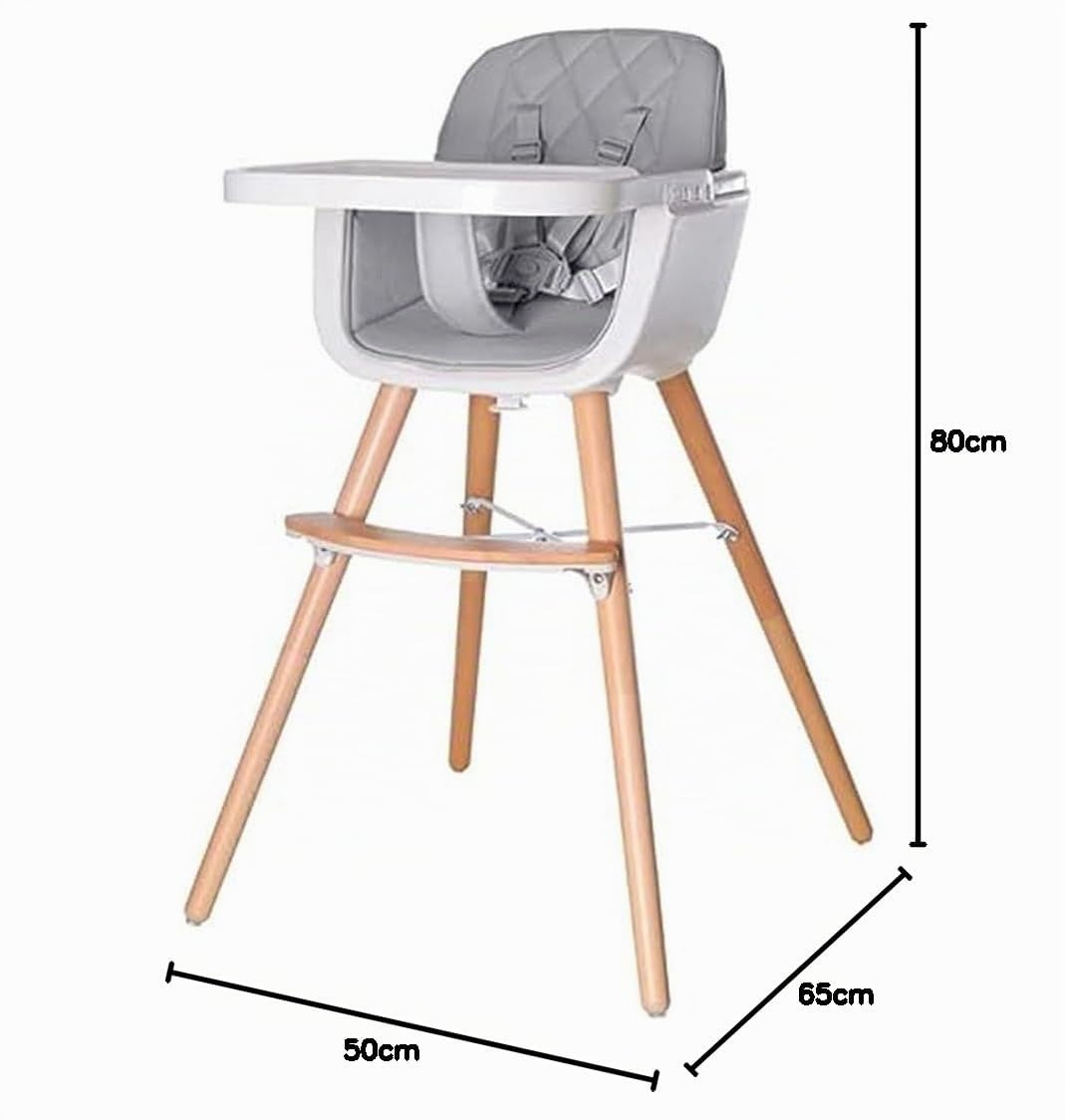 PLASTIMYR Woody | Tronas Evolutivas para Bebé | Silla Evolutiva Bebé (Gris) | Trona de Madera 3 en 1 · Asiento de Polipiel Premium · Arnés de Seguridad 5 Puntos · 6 Meses a 5 Años