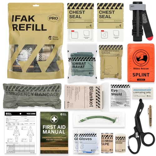 RHINO RESCUE IFAK Refill Kit 17Pcs with CAT Gen-7 Tourniquet, Emergency Tactical First Aid Kit...