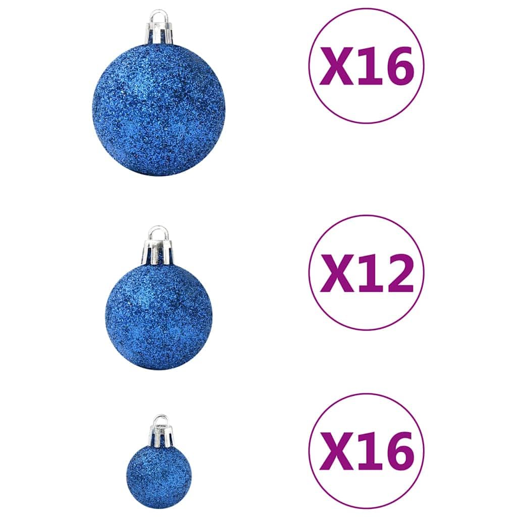 100-tlg. Weihnachtskugel Set Blau aus Kunststoff und PVC, 3 Größen 3 bis 6 cm, mit Aufbewahrungsbox, weihnachtsbaumschmuck christbaumschmuck für tannenbaum advent festtag dekoration