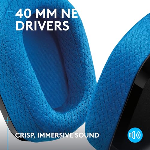 Logitech G G535 Lightspeed Wireless Gaming Headset - Lightweight on-ear headphones, flip to mute mic, 33 hour battery life, PS5, PS4, PC, USB-C rechargeable - Black/Blue - Image 6