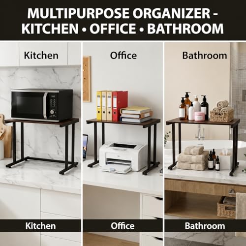 Image of Multi-Purpose Microwave Stand,Kitchen Rack,Oven Rack Counter Shelf,Space Saving Organizer, Two Layers Counter Top Organizer for Printers on Desk, Microwave Shelf Stand (I Section Stand)
