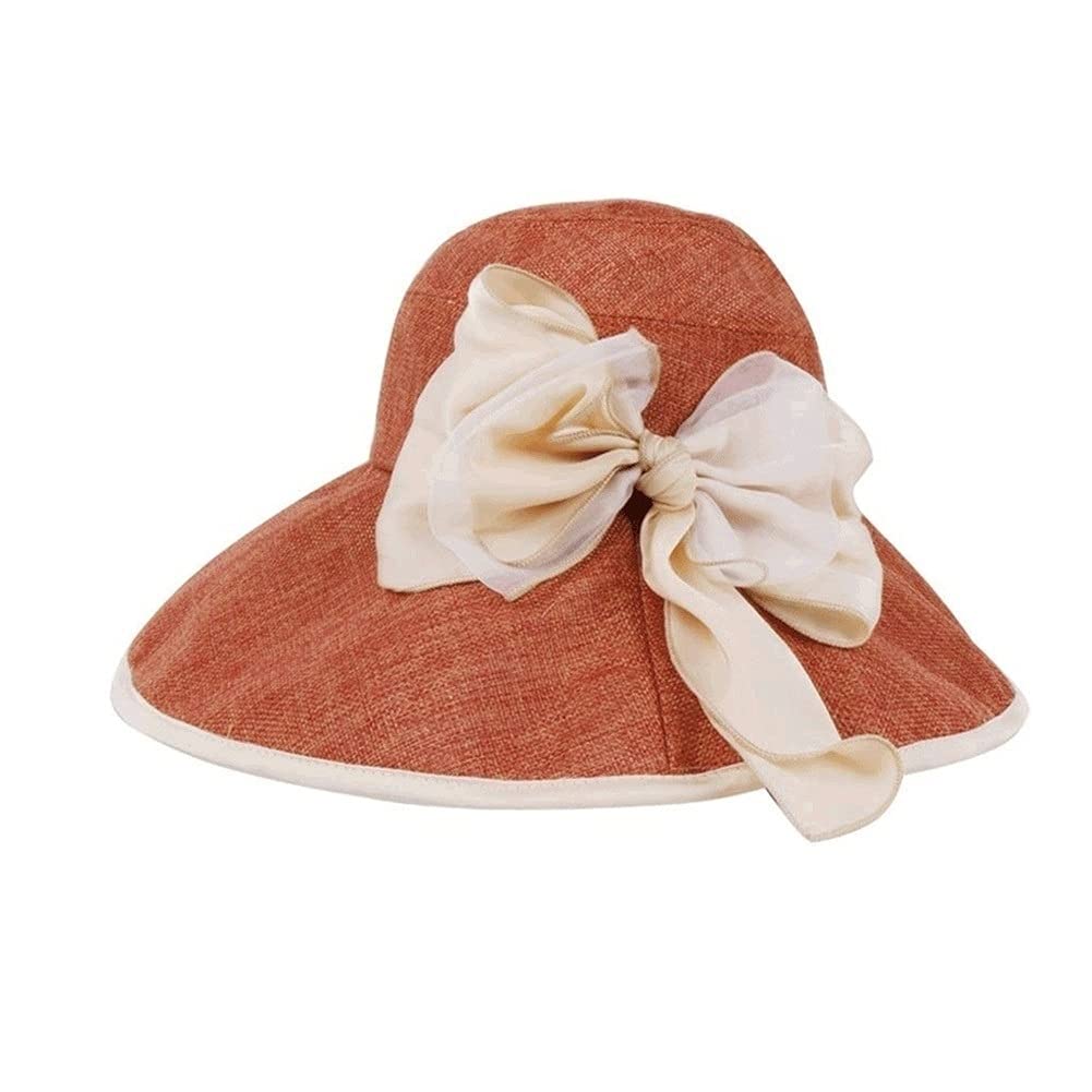 Mujeres Verano de ala Ancha Sombreros para el Sol Sombreros de protección Solar Lino Crimping Brim Caps Travel Beach Cap (Color : D, Size : Mcode) (A Mcode)