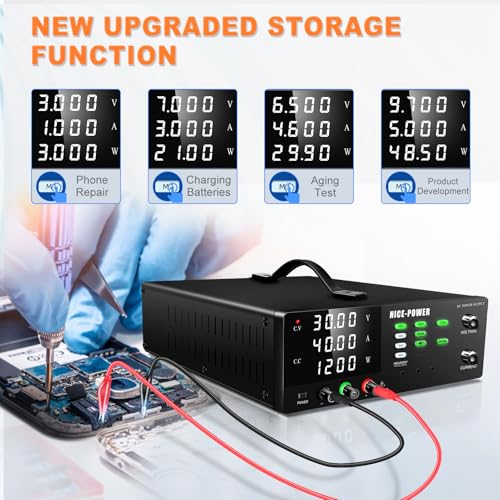 Image of NICE-POWER DC Power Supply Variable, 30V 40A 1200W High Power Switching DC Regulated Bench Power Supply with Output Switch, OCP & OVP, Memory Function, Encoder Knob, 4-Digit LED Display, Lock Button