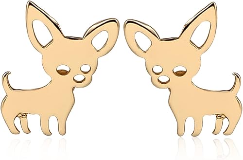 ONLYJUMP Pequeños aretes de acero inoxidable para mujeres y niñas, chapados en oro de 18 quilates, chapados en plata de 18 quilates, para mascotas,