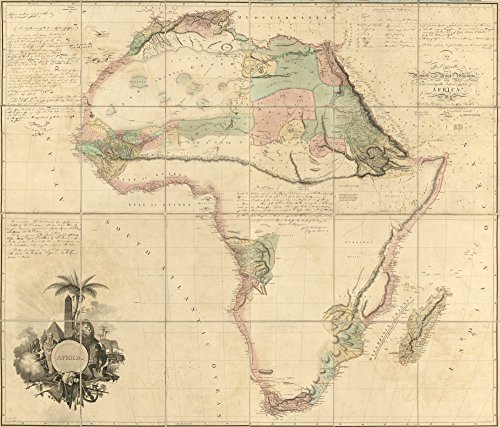 Vintage 1802 Map of Africa : to the committee and members of the British association discovering the interior parts of Africa this map is with their permission most respectfully inscribed Africa