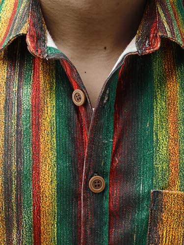 Mens Printed Corduroy Shirts Long Sleeve Button Down Lightweight Casual Shirt Vintage Transitional Shacket4