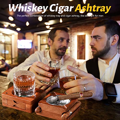 Porta-copos de cinzeiro de charuto bandeja de vidro de uísque e suporte de charuto, cinzeiro de ciga