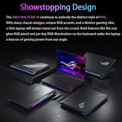 Image of ASUS ROG Strix G18 Gaming Laptop - 18 inch 240Hz WQXGA Display, Intel 24-Core i9-14900HX, RTX 4080, 64GB DDR5, 8TB SSD, Backlit Keyboard, Windows 11 Pro, Microsoft Office Lifetime, USB Hub