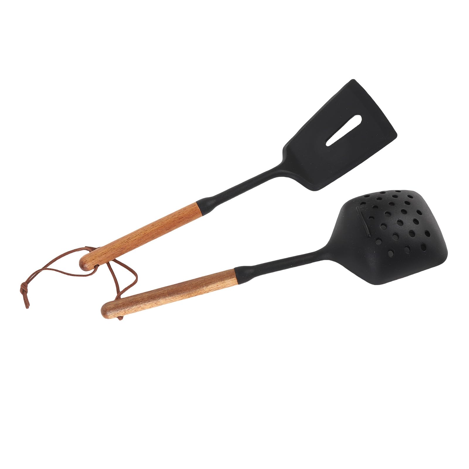 Generic Ensemble D'ustensiles de Cuisine en Silicone de 7 Pièces avec Poignées en Bois, Spatule Antiadhésive Résistante à la Chaleur, Cuillère Tournante pour Frire, Servir, Retourner