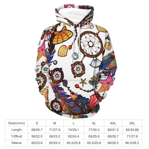 Sweat à Capuche Attrape-Rêves Imprimé Pull Manches Longues Confort Unisexe UMENG S