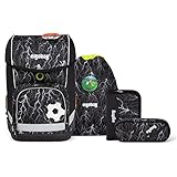 ergobag Cubo Super ReflektBär Reflex Glow Edition Schulranzen Set 5tlg. versch. Kletties (Fußball 3D)