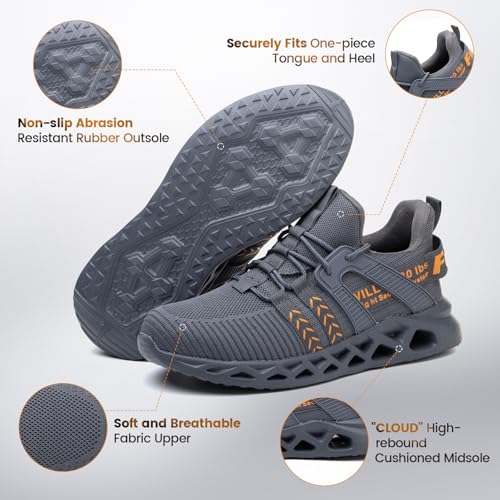 Image of Furuian Steel Toe Sneakers for Men Women Lightweight Safety Shoes Comfortable Puncture Proof Slip On Indestructible Work Shoes