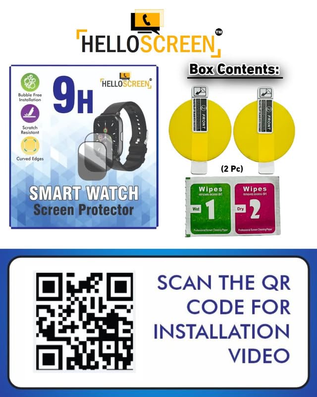 Image of Smartwatch Screen Protector Guard For Fire Boltt Cyclone (1.6 inch inch) (2 pack) - 9H Hardness, Unbreakable (NOT A TEMPERED GLASS)