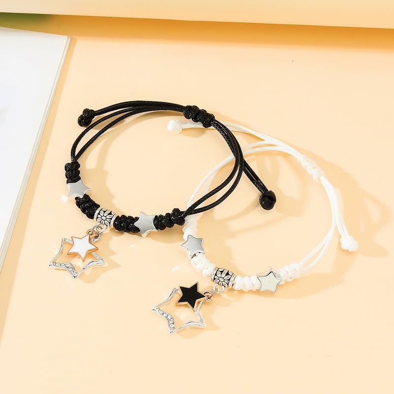 tenghong2021 Y2k Aesthetic Star Bracelet Handmade Star Love Strand Matching Couple Bracelets for Women Gift Charm Dainty Long Distance Relationship Jewelry4