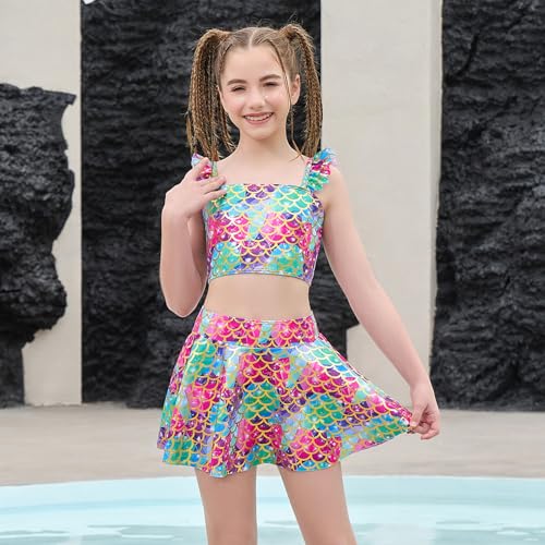 Image of CHILDRENSTAR Girls Tankini Swimsuit with Skirt 3 Pieces Bikini Bathing Suit