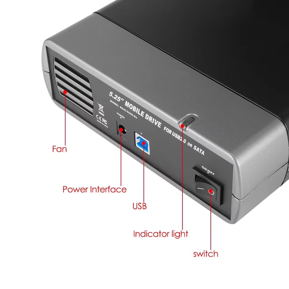 per Azionamento A Disco Rigido Esterno da 5,25 Pollici USB3.0 A Supporto HDD SSD Dvd 16 Speed ​​Box Case di Archiviazione Case di Archiviazione EU