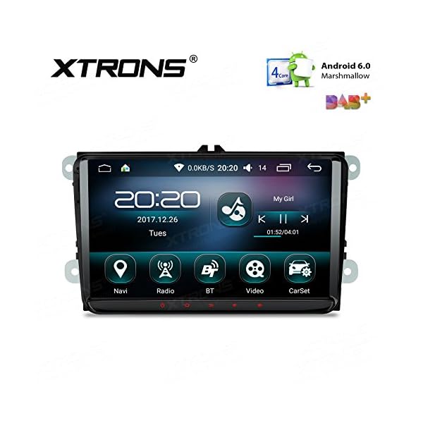 XTRONS 9" Auto Touchscreen Autoradio Multimedia Player mit Android 6.0 Quad-Core Multimedia Player untersützt WiFi 4G Bluetooth 16GB ROM DAB&OBD2 FÜR Volkswagen|SEAT|Skoda