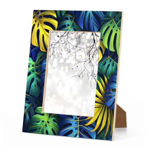 AIFONIYAEVE Palm Leaf Monstera Banana Jungle 4x6 Picture Frame, Wood