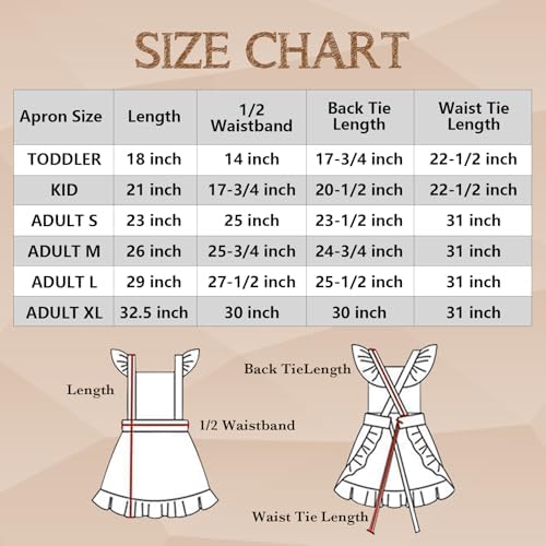 Aspire Retro Ruffle Schort, Verstelbare Keuken Kookschort voor Vrouwen Meisjes, Vintage Bakschort Meidenkostuum, M